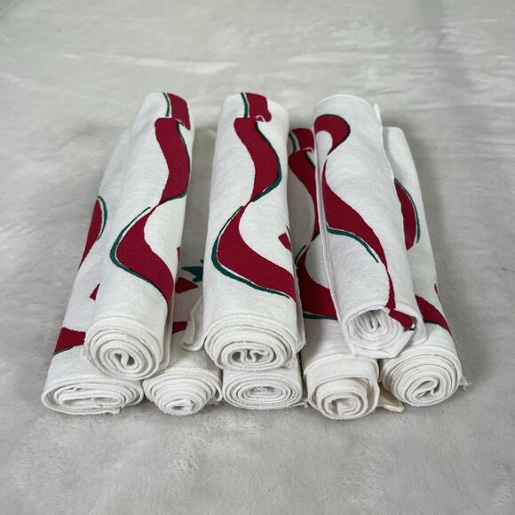 Unbranded Other - 8 Vintage Christmas Napkins Big Bow Christmas Tree Green & Red Benefits Charity